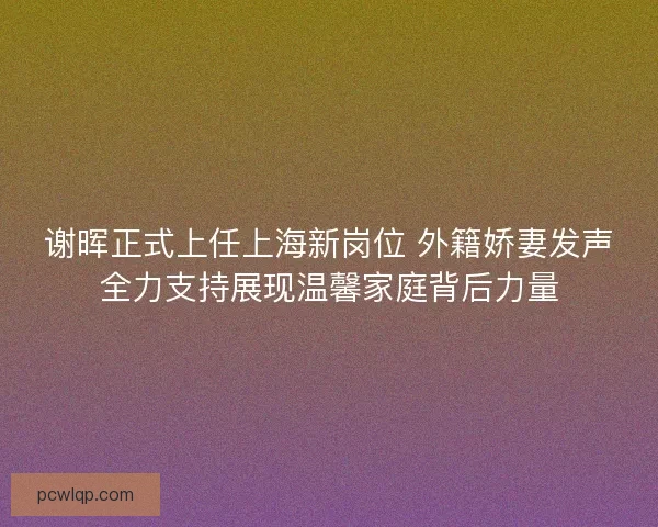 谢晖正式上任上海新岗位 外籍娇妻发声全力支持展现温馨家庭背后力量