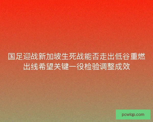 国足迎战新加坡生死战能否走出低谷重燃出线希望关键一役检验调整成效