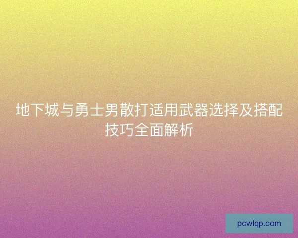 地下城与勇士男散打适用武器选择及搭配技巧全面解析